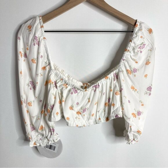 Princess Polly White Floral Caribou Crop Top Size 10 NWT - Picture 11 of 13